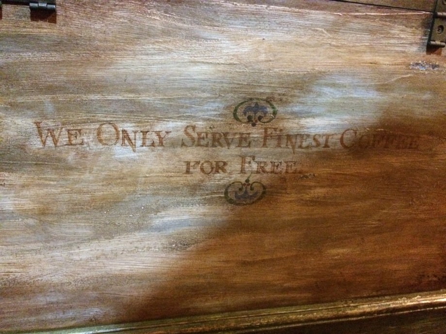 This is written on the side of a wooden chest on the floor. You can't see it not unless you bend down and take a good look.